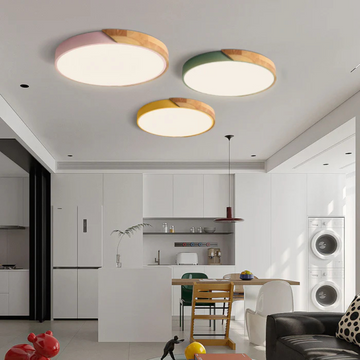 Delos – Scandinavisk Træ LED Plafondlampe med Energieffektiv Belysning