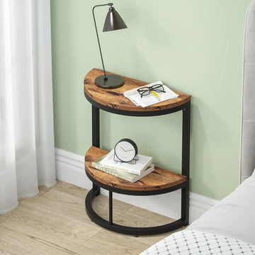 Halvra – Halvcirkelformet Sidebord med 2 Hylder & Minimalistisk Trætop