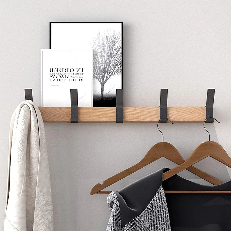 Vægmonteret knagerække – Bevægelige kroge, Sort, Nordisk design, 40×7×7 cm
