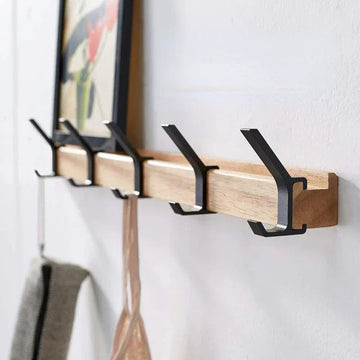 Vægmonteret knagerække – Bevægelige kroge, Sort, Nordisk design, 40×7×7 cm