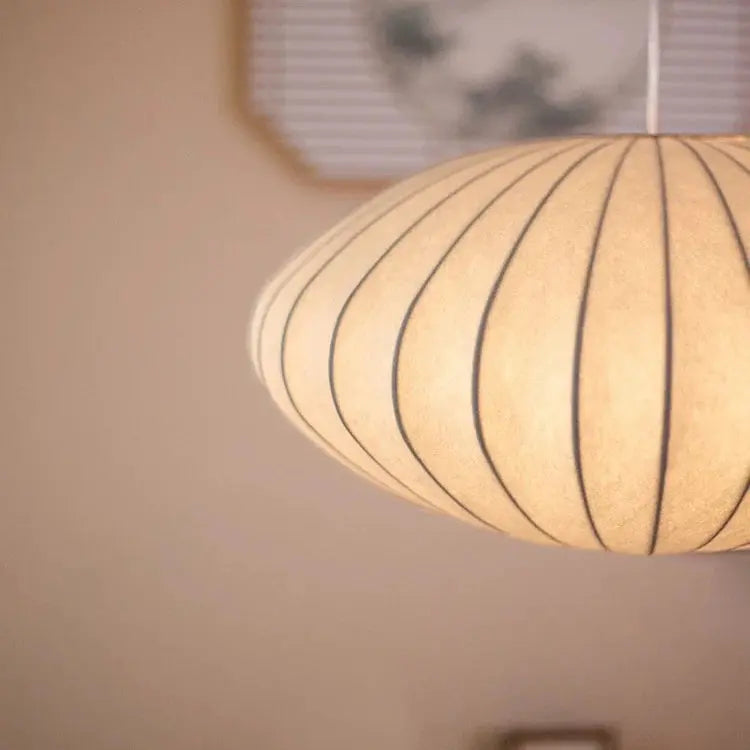 TsukiyoAura – Japandi Loftslampe med Blødt Stemningslys